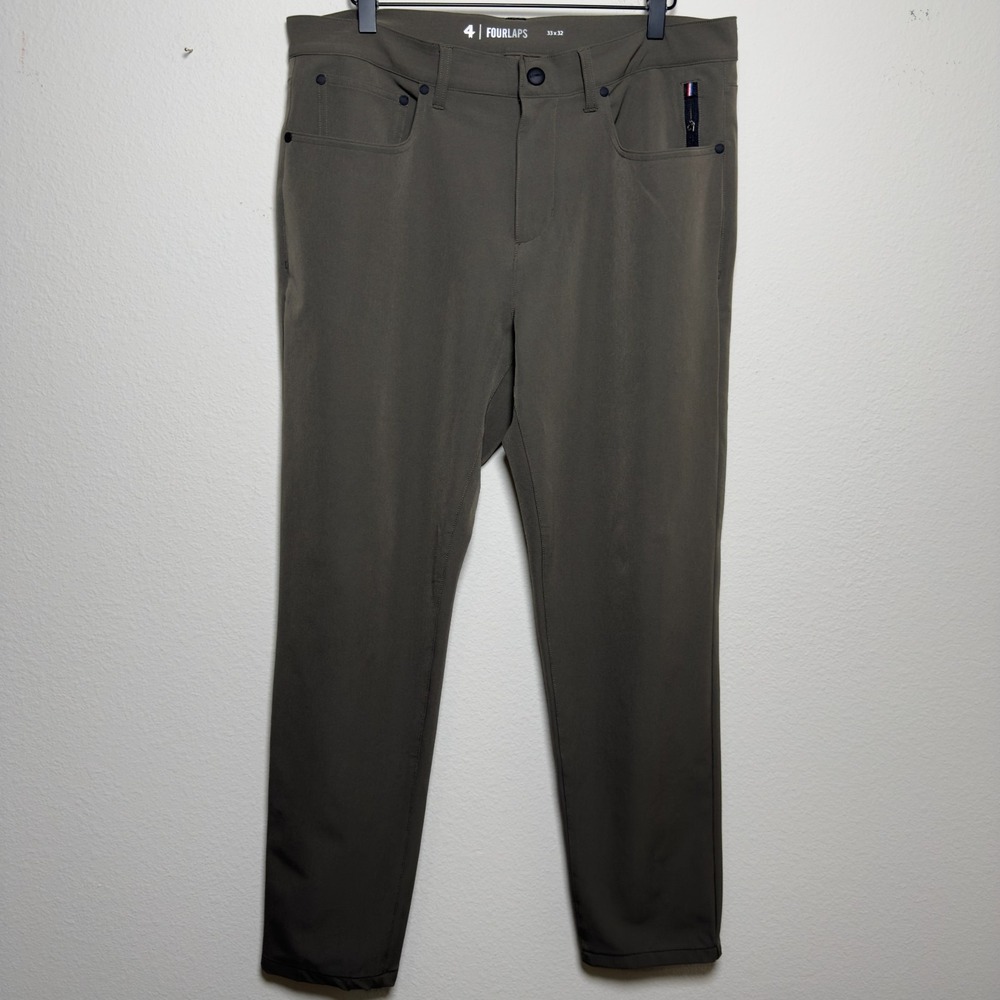 Four Laps Men Traverse Pants 33x30 Slim Stretch Water Repellent Green‎ Golf